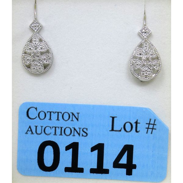 New .925 Sterling Silver Diamond Filagree Earrings