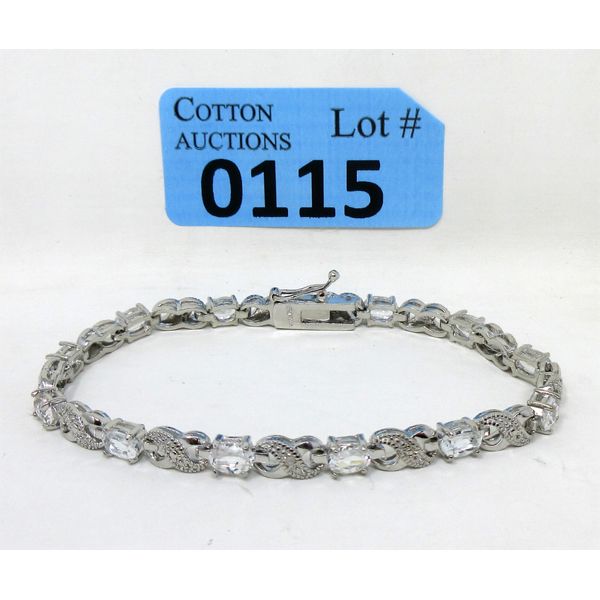 White Topaz & Diamond Infinity Tennis Bracelet 