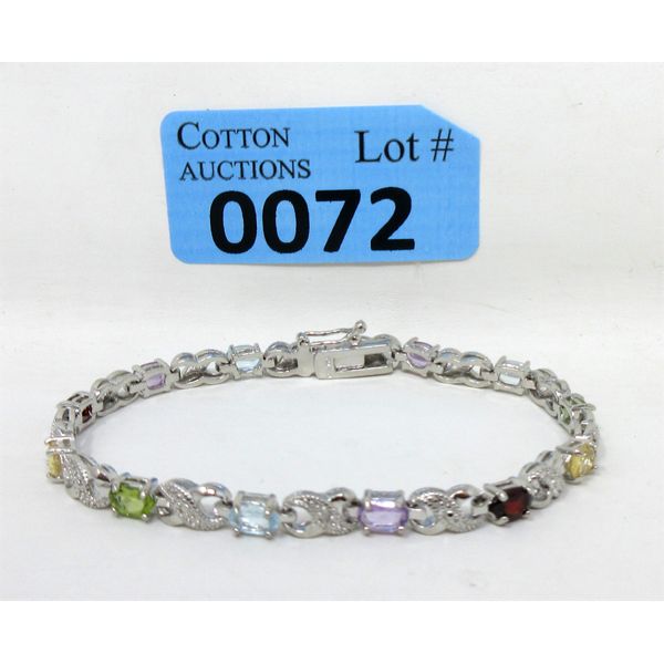 Multi Gemstone & Diamond Tennis Bracelet 