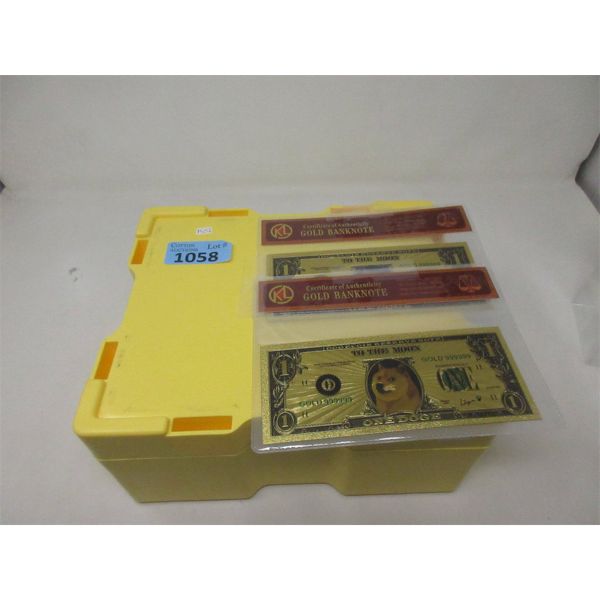 RCM Bullion Box & 2 Gold Dogecoin Novelty Notes