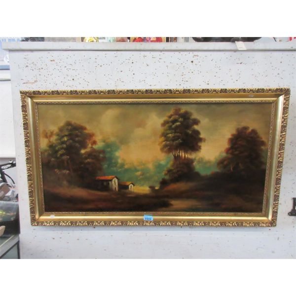 Large Framed Pastoral Giclée Painting on Canvas