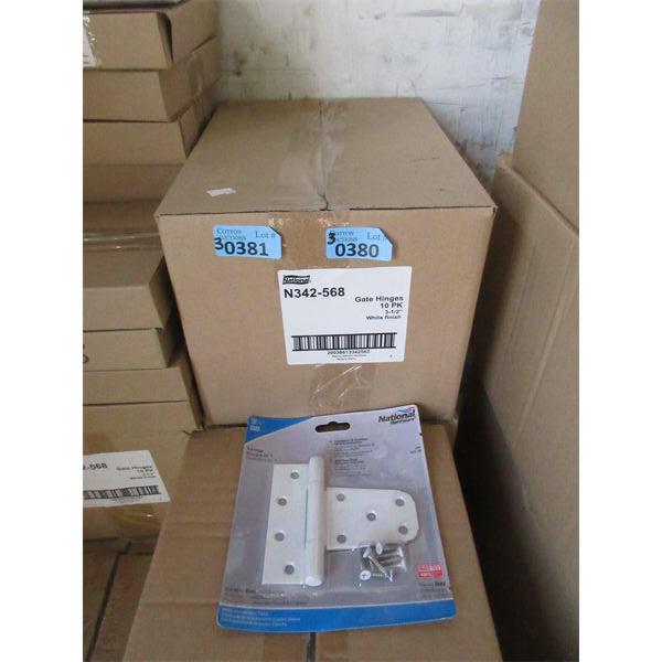 2 Cases of 10 White Metal 3-1/2"  T-Hinges