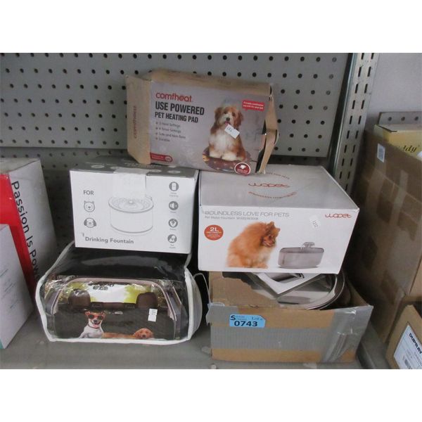 Pet Cargo Liner, Heating Pad & 3 Water Fountains