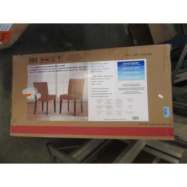 New 2-Pack of Brown Leather Look Dining Chairs