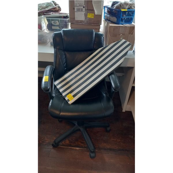 BLACK OFFICE CHAIR & SM. COUNTER TOP IRONING BOARD