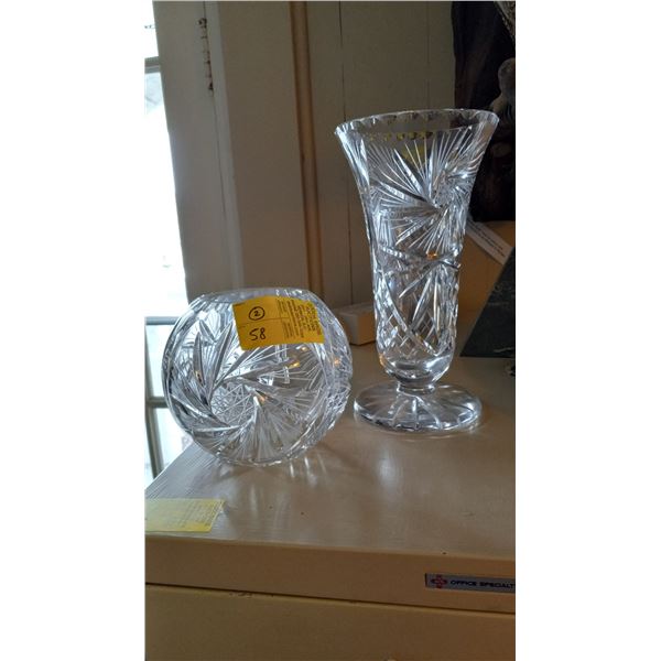 2 CRYSTAL VASES