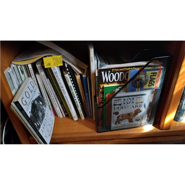 SHELF OF MISC. BOOKS: HORSES, COLDSTREAM BOOK, "LOOKING FOR ALASKA", ETC.