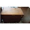 Image 1 : WOODEN BLANKET BOX W/MISC. CONTENTS