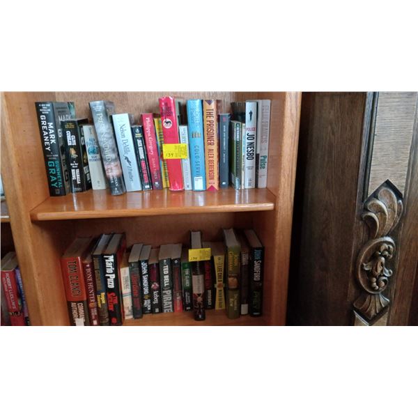 2 SHELVES OF SOFT & HARD COVER BOOKS