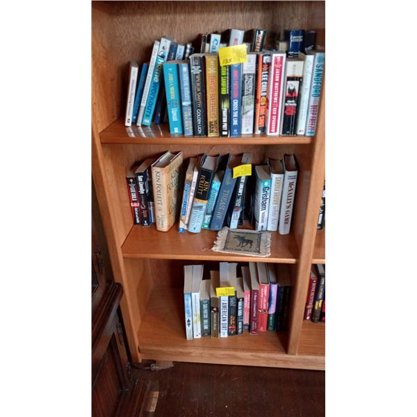 3 SHELVES OF SOFT & HARD COVER BOOKS