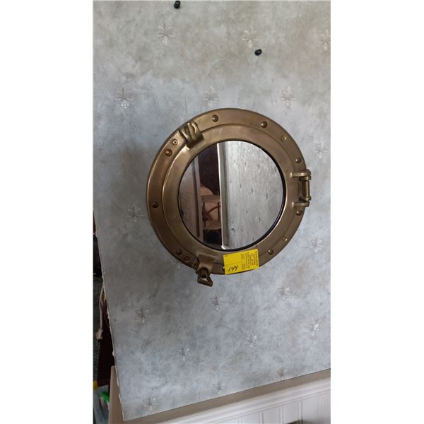 WALL MOUNT BRASS PORTHOLE MIRROR