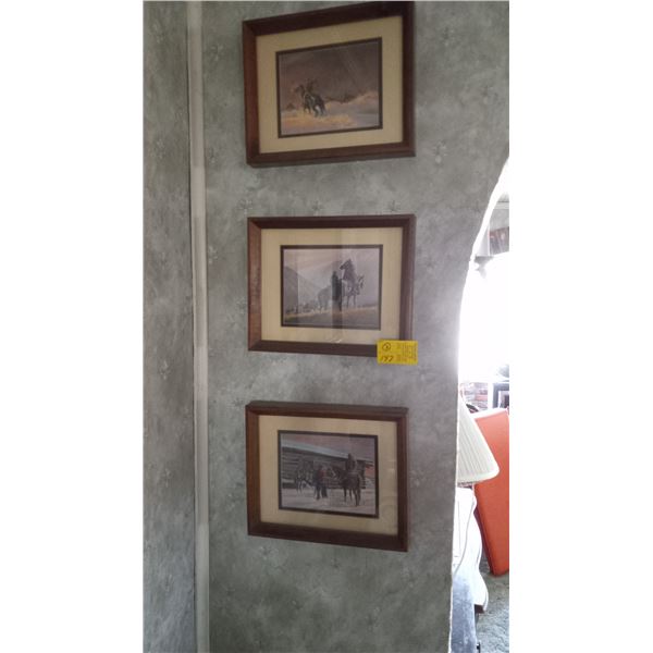 3 FRAMED PRINTS, THE HORSES & RIDERS