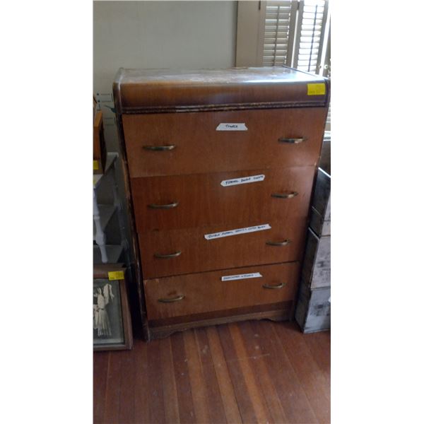 4 DRAWER WATERFALL STYLE CHEST OF DRAWERS