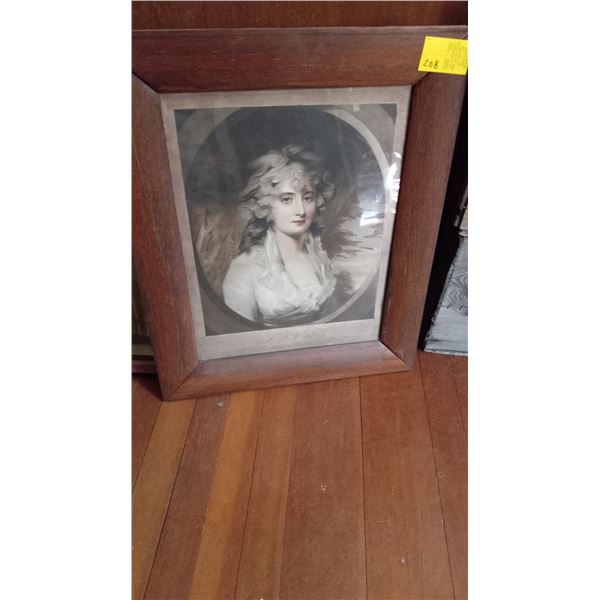 FRAMED PORTRAIT OF MRS. H.W. LAWZUN, FROM ORIGINAL PAINTING "SIR HENRY RADIUM, 1795"