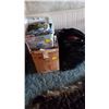 Image 1 : BIN, BOX & BAG OF MISC. TOWELS, SHEETS, DOILIES, ETC.