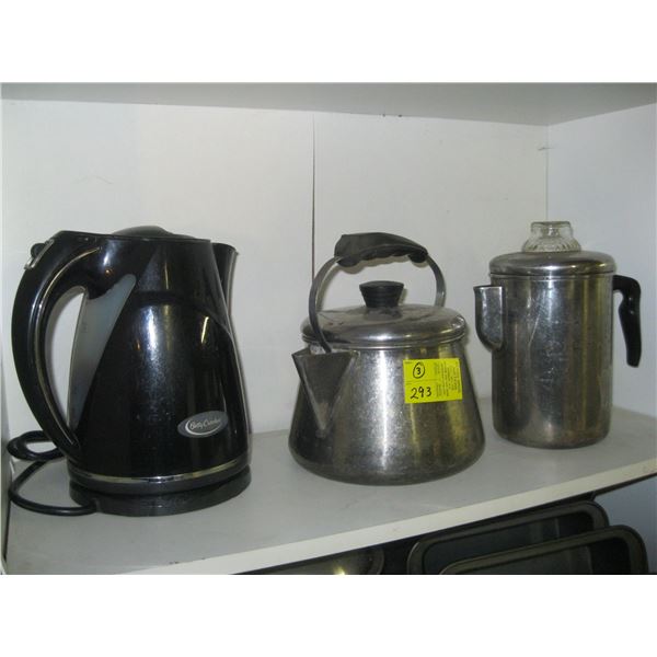 PERC COFFEE MAKER (COMPLETE), STAINLESS STEEL KETTLE & ELECTRIC KETTLE