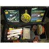 Image 1 : BLACK FISHING BOX W/ASST. TACKLE, LINE, ETC.