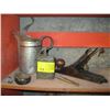 Image 1 : COLLECTABLE MISC. LOCKS, WOOD PLANE, OIL CAN, ETC.