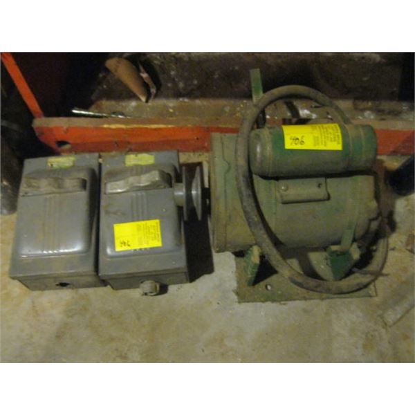 ELECTRIC MOTOR & 2 SWITCH BOXES