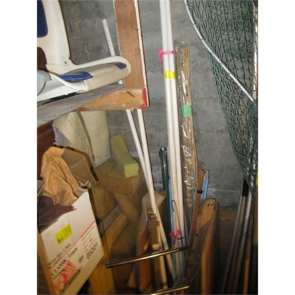 MISC. PVC PIPE, BAMBOO POLES, DRYING RACK, ETC.