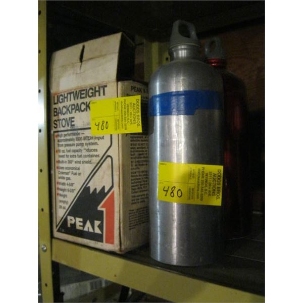 LIGHT WEIGHT BACKPACK STOVE & 2 FUEL CONTAINERS