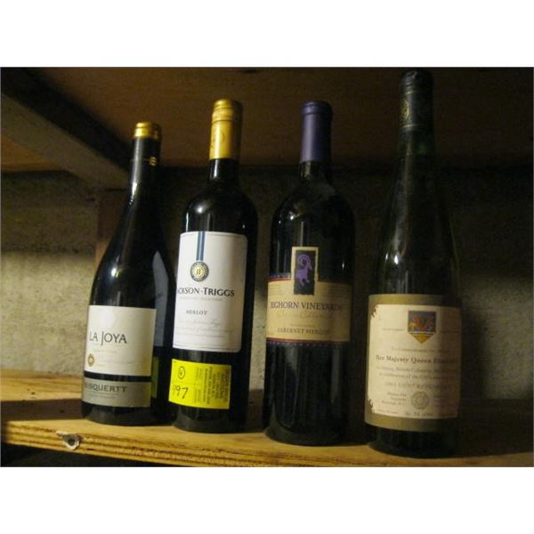 4 COLLECTABLE WINE BOTTLES W/CONTENTS