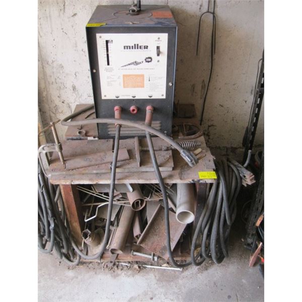 MILLER 225 AMP STICK WELDER W/TABLE, MISC. STEEL