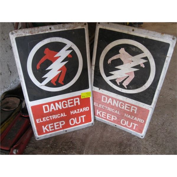 2 DANGER ELECTRICAL HAZARD SIGNS