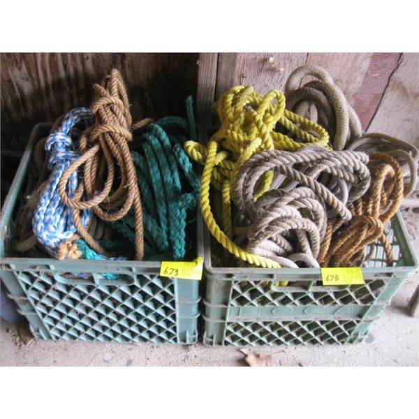 2 PLASTIC BINS W/ASST. ROPE