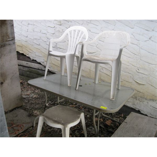 PATIO TABLE W/2 CHAIRS & SM. TABLE