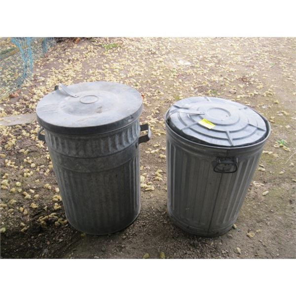 2 METAL GARBAGE CANS