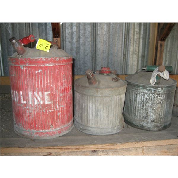 3 VINTAGE FUEL CANS