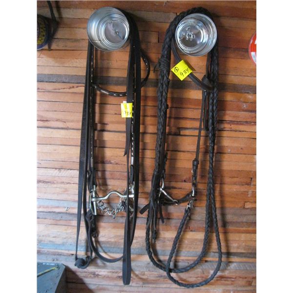 2 SETS OF REINS, BITS & HALTERS