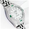 Image 8 : Rolex Sapphire Quickset White Index Diamond Emerald Datejust Wristwatch