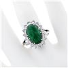 Image 3 : French 18K Gold Platinum 6.21 ctw GIA Cabochon Emerald Diamond Halo Cocktail Rin