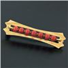 Image 1 : Vintage Italian Faceted 18K Yellow Gold Round Ox Blood Coral Bead Bar Pin Brooch