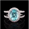 Image 1 : 3.51 ctw Paraiba Tourmaline and 0.62 ctw Diamond 18K White Gold Ring GIA CERTIFI