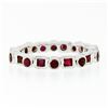 Image 5 : 18k White Gold 1.42 ctw Round & Square Milgrain Bezel Ruby Eternity Band Ring