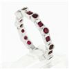 Image 7 : 18k White Gold 1.42 ctw Round & Square Milgrain Bezel Ruby Eternity Band Ring