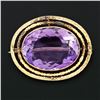 Image 2 : Antique Victorian 9k Yellow Gold Large Medium Purple Amethyst Open Frame Brooch