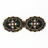 Image 3 : Antique Victorian 10k Gold Black Jet & Seed Pearl Milgrain Dual Oval Brooch Pin