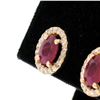 Image 3 : NEW 14k Rose Gold 2.54 ctw Solitaire Oval Ruby w/ Diamond Halo Post Stud Earring