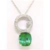Image 2 : NEW 18k Gold 3.85 ctw Fiery Blue Green Tourmaline & Diamond Dangle Pendant & Cha