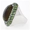 Image 5 : 18K White Gold 37.60 ctw Large Faceted Smokey Topaz Solitaire & Peridot Halo Rin