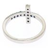 Image 5 : NEW 14k White Gold 0.25 ctw Round Cut Rich Blue Sapphire Curved Cross Band Ring