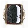 Image 1 : Antique Victorian 14k Gold White & Black Agate Double Cameo on Carnelian Ring
