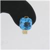 Image 6 : 14K Yellow Gold 2.62 ctw Cushion Checkerboard Blue Topaz & Diamond Stud Earrings