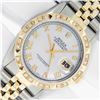 Image 2 : Rolex Mens 2 Tone White Roman Pyramid Diamond Bezel Datejust With Rolex Box