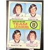 Image 1 : 1975 TOPPS NO. 314 BOSTON BRUINS TEAM LEADERS ORR/ESPOSITO