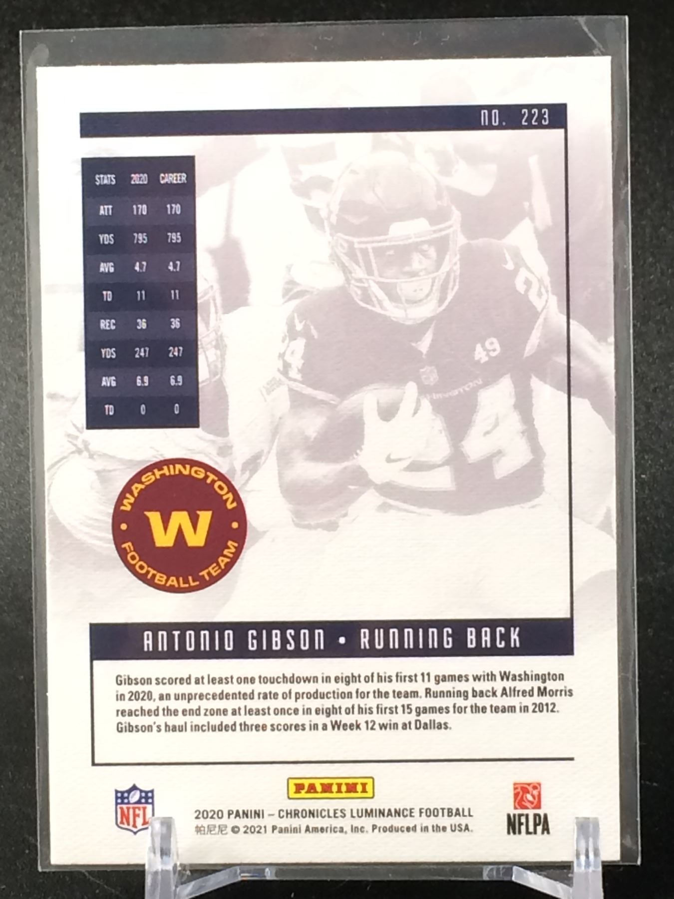 NFL ROOKIE CARD ANTONIO GIBSON COMMANDERS